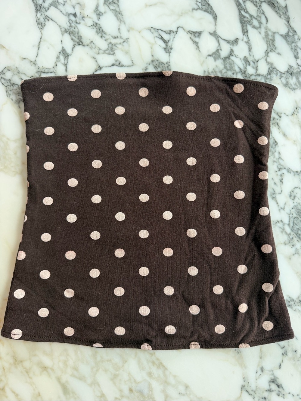 Hollister Brown Tube Tank Top with Pink Polka Dots